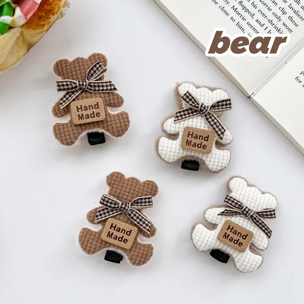 

2 шт., милые заколки для волос с медведем для малышей, BB-заколки, заколки для волос ручной работы для девочек, модные аксессуары для волос, заколки, головные уборы