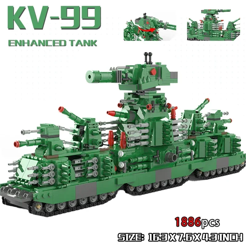 

WW2 Classic Bismarck Battleship German Navy Warsship KV44 Military Tank Weapons Tank Building Blocks Model Toys Kids XMAS Gifts