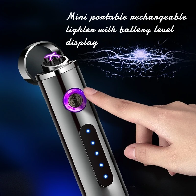 

2026 New Portable Rechargeable Double-arc Lighter Mini Battery Display Windproof Lighter High-end Gift for Men
