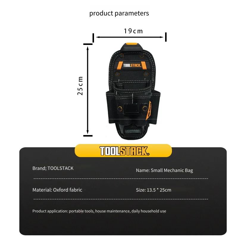 TOOLSTACK Small Technician Bag Multi Functional Woodworking Oxford Cloth Water and Electricity Operation Durable Storage Tool Ba
