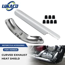 For HONDA Shadow ACE VT400 VT750 1997-2025 Motorcycle Exhaust Muffler Pipe Leg Protector Chrome Curved Heat Shield Cover Guard