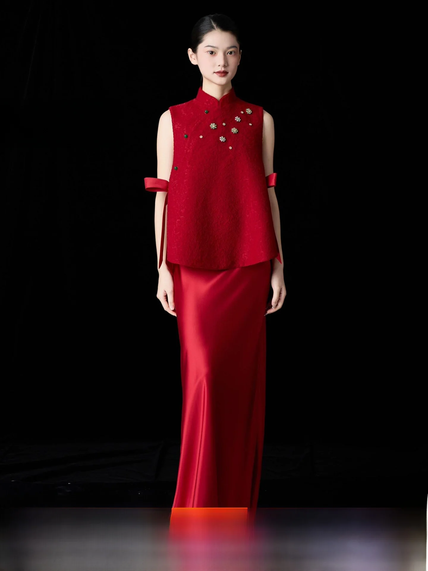 

New Chinese Style Wedding Dress Set Women's Long Evening Gown for Engagement Thank You Dinner Return Home Welcome M...