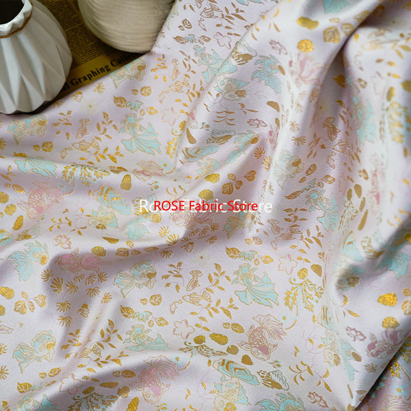 

1-метровая парчовая жаккардовая ткань Hanfu, полуюбка, жилет, декоративная швейная ткань