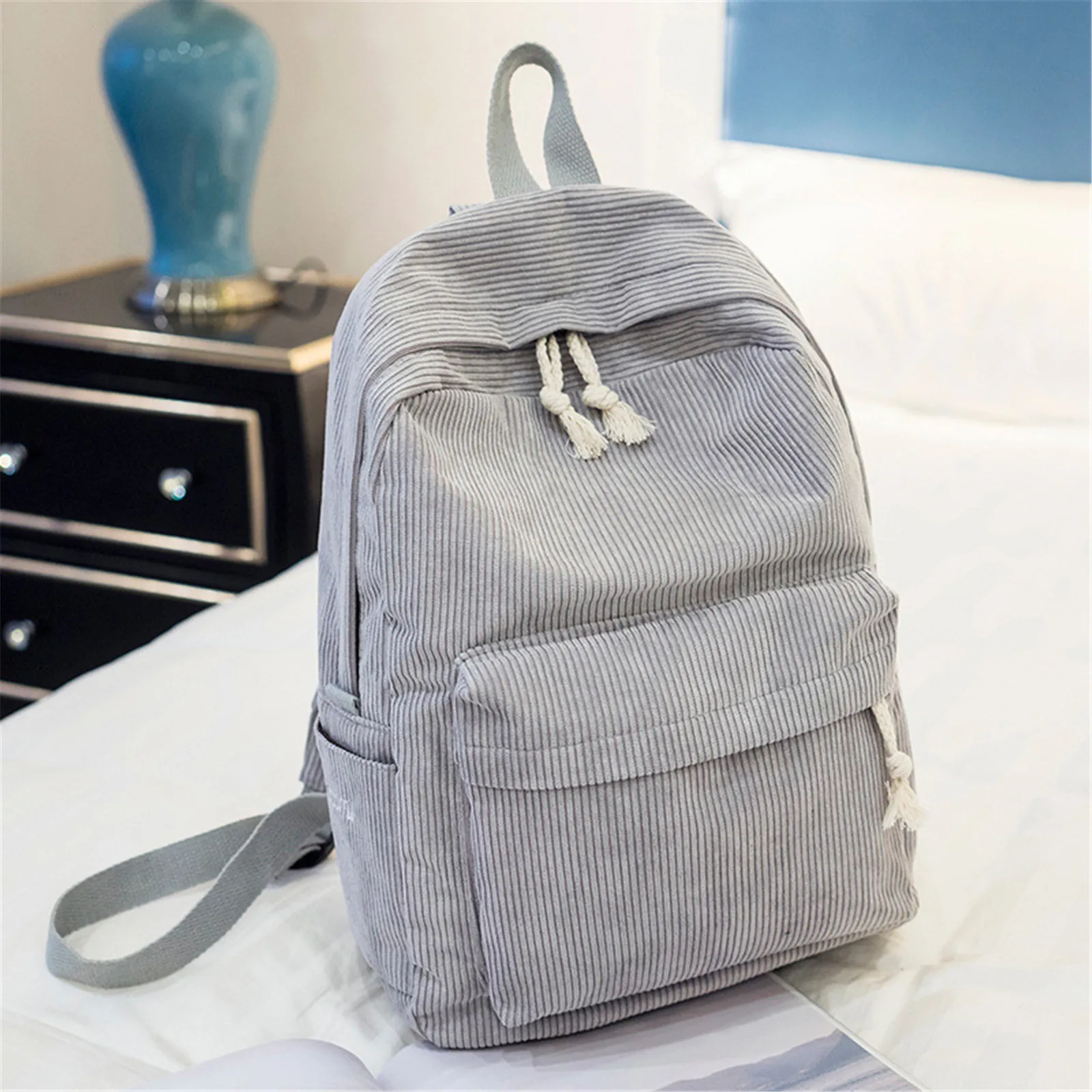 Fashion Backpack Women Corduroy Backpacks For Teenager Girls Student School Bag Rucksack Striped Female Shoulder Travel Bags New