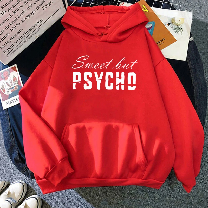 Sweet But Psycho Printed Long Sleeve Pullover Hoodies For Women And Men Couple Casual Sweatshirts Autumn Winter Plus Size Hoodie