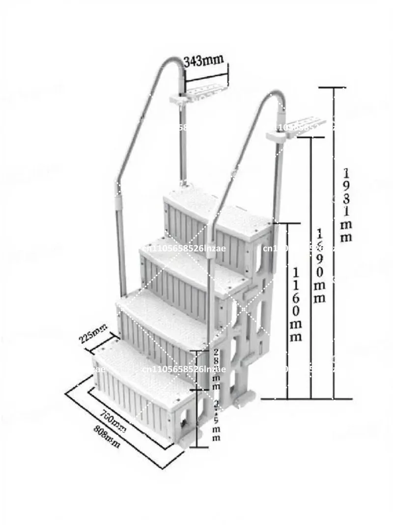 Pop style plastic above ground pool ladder, 4-step anti-skid pool ladder for safe entry and exit