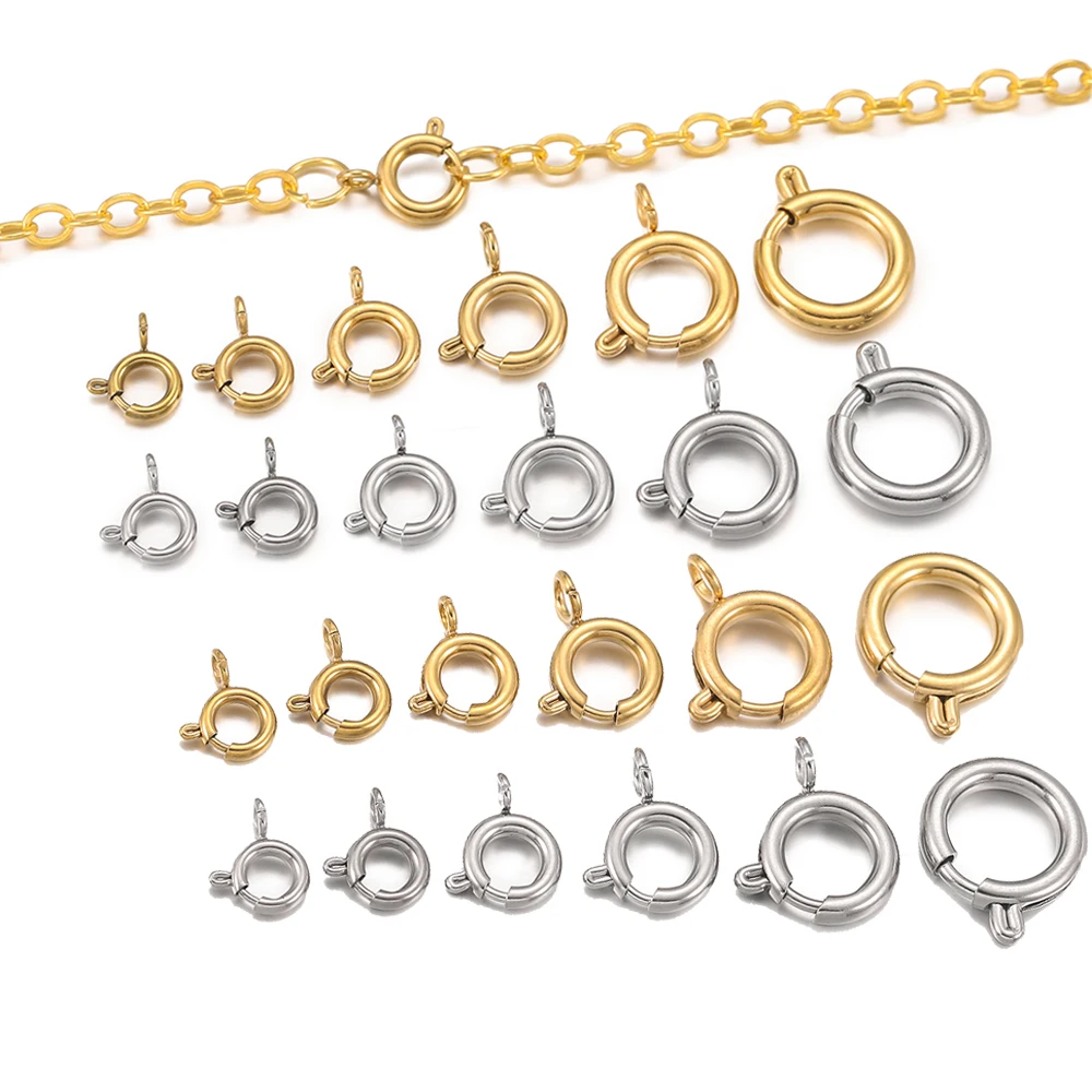 

5Pcs Stainless Steel Round Claw Spring Clasps Hooks Buckles Connector DIY Bracelet Necklace Connectors Jewelry Making Supplies