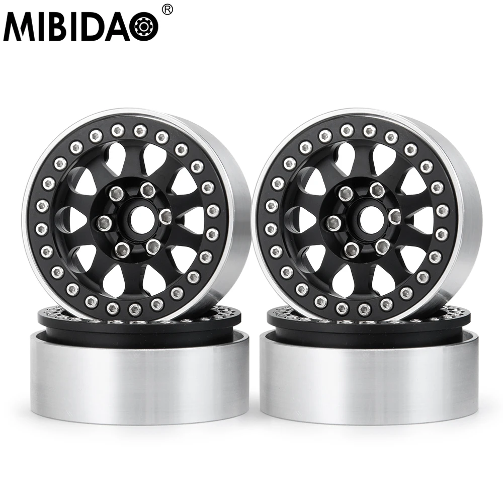 

MIBIDAO 4Pcs Aluminum 1.9" Beadlock Wheel Rim Hub for 1/10 RC Crawler Car Axial SCX10 90046 Redcat Gen8 TRX4 D90