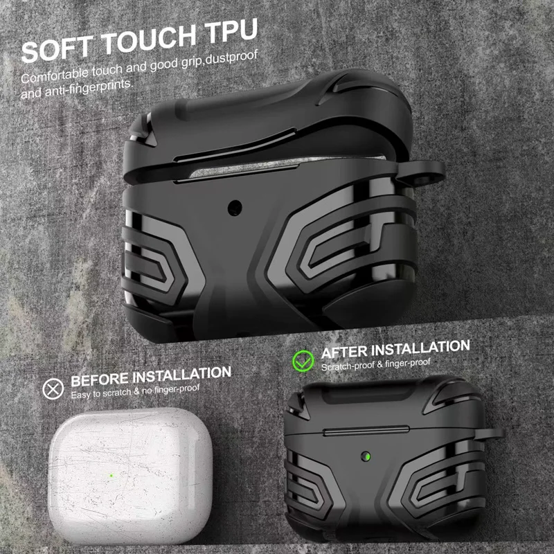 TPU Shockproof  Switch Case For Airpods Pro 3 Case Cover Keychain Armor Headphone   Case For Apple Air pods Pro 2 3 2021 Case