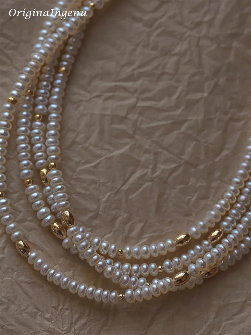 14K Gold Filled Natural Organic Pearls Necklace Handmade Gold Beads Jewelry High Quality Pendants Tarnish Resistant Jewelry