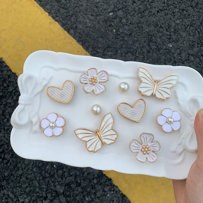 10pcs/set Elegant Flower Butterfly Series Shoe Charms, Fashion Shoes Accessories, DIY Shoe Decoration for Sandals for Women