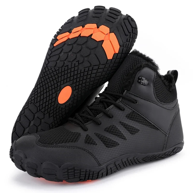 New Winter Warm Jogging Sneakers Women Men Rubber Running Barefoot Shoes Waterproof Non-Slip Breathable for Trekking Climbing