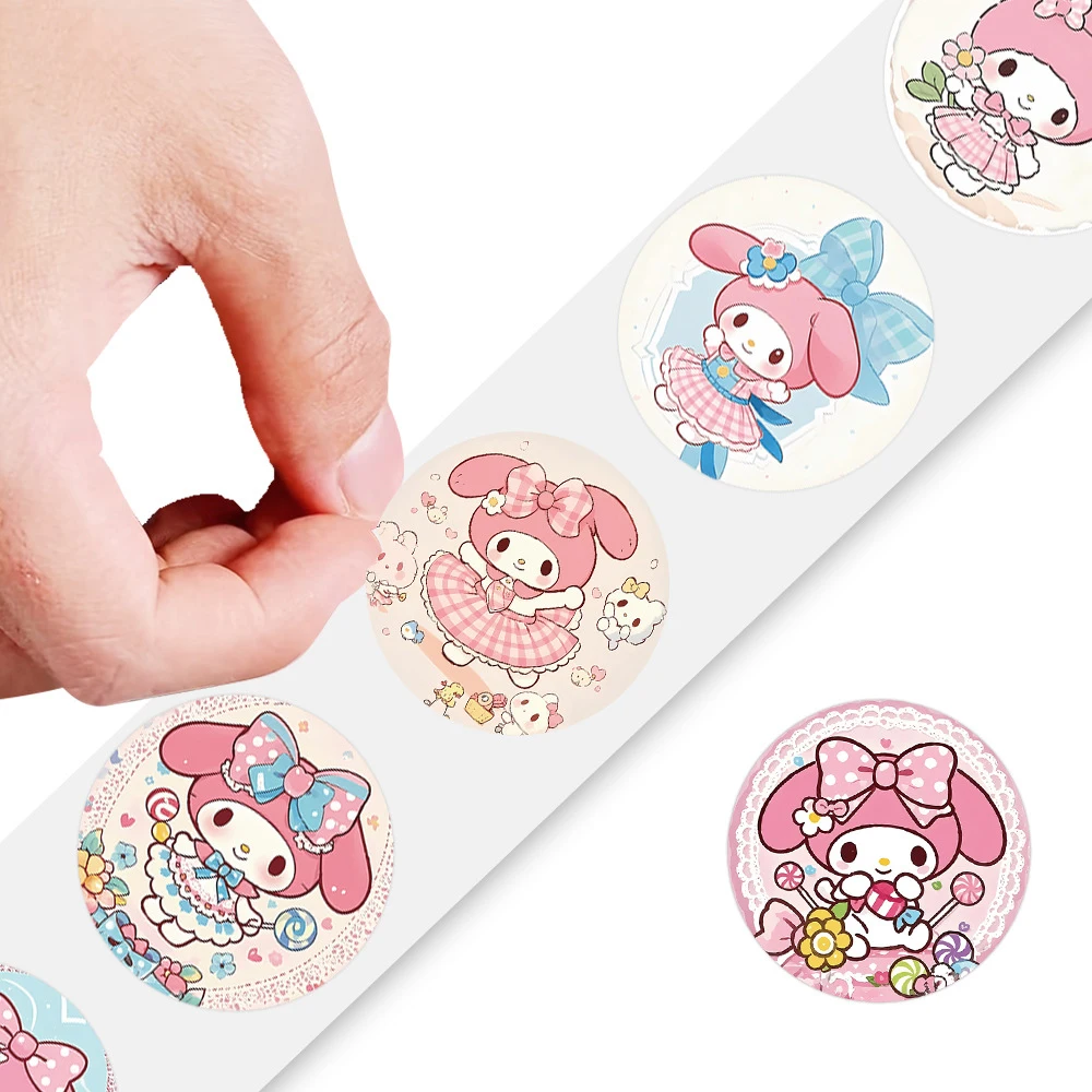 500 Stück/Rolle Kawaii Cartoon My Melody Belohnungsaufkleber Niedliche Sanrio Anime Siegelaufkleber Notizbuch Sammelalbum Telefonaufkleber Verpackung