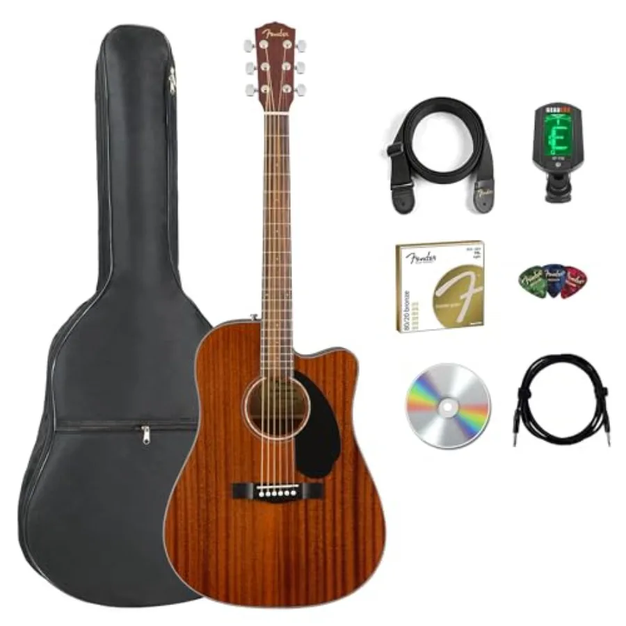 

Акустико-электрическая гитара CD-60SCE Solid Top Dreadnought - комплект из цельного красного дерева с чехлом, кабелем, тюнером, ремнем и струнами.