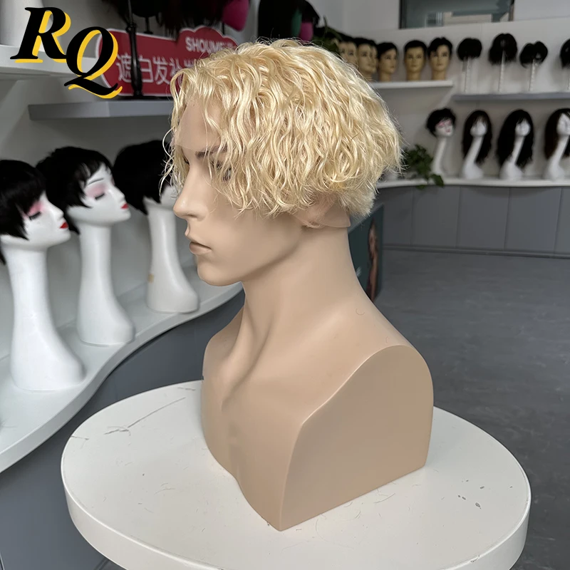 Pre Style Blonde 613 Color Full Lace Wig For Men Toupee Hairpiece Male Wigs Hair System Replacement Full Lace Hair Prothesis