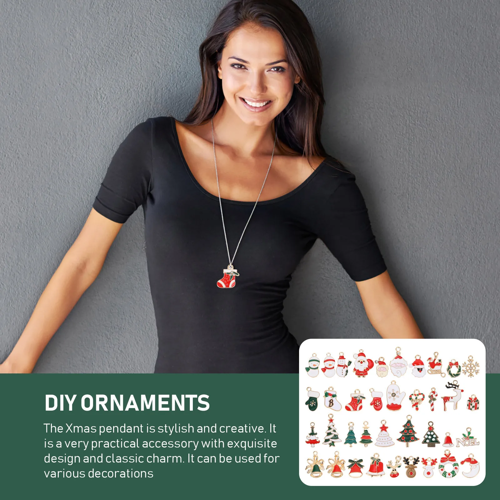 

38Pcs Personality Jewelry Pendants Christmas Theme DIY Accessories for Earring Necklace Craft Scrapbook Keyring Decor