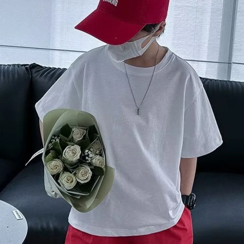 

Trendy Unisex Round Neck Ins Japanese Children's Clothing T-shirt Short-sleeved New Popular Summer Temperament Fashion Lazy