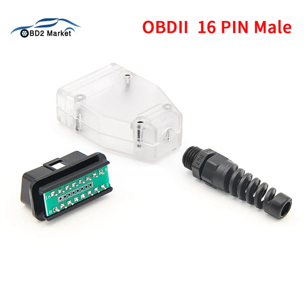 10pcs High Quality Universal Car OBD 2 OBD2 16 Pin  Male Connector ELM327 OBD Shell Plug Housing Tail Screw  ELM 327 OBD2 Socket