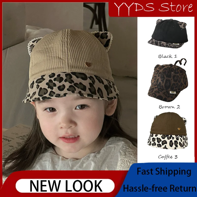 

Kids' Autumn New Leopard Print Cap: Stylish, Soft Brim, Outdoor, Sun Protection, Unisex Baby Toddler Hat