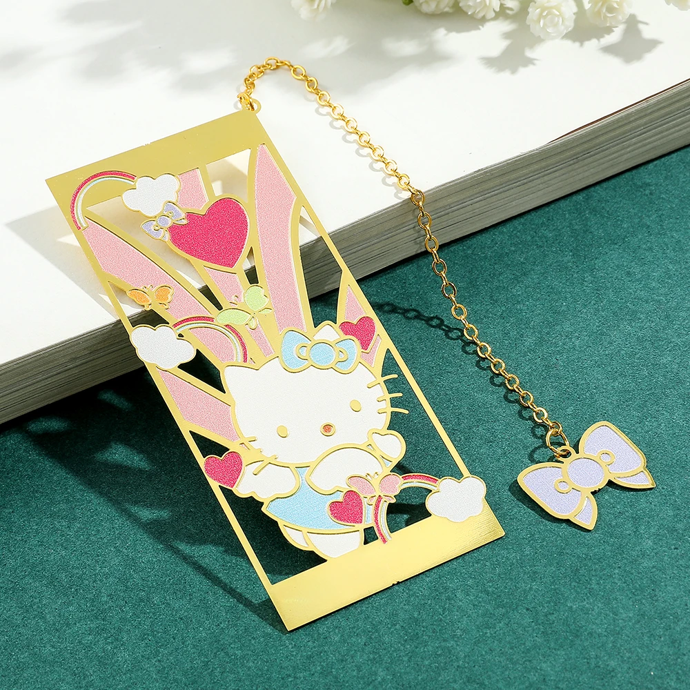 

Милая эмалированная закладка «Hello Kitty» Sanrio, мультяшная фигурка KT Cat, периферийная книга, отметка для студентов, чтение, исследование, офисные принадлежности
