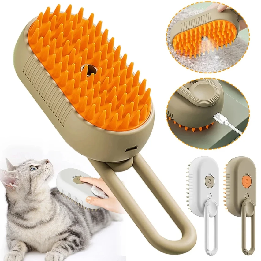 

Steam Brush Cat Brush Cats Vaporizer Pet Hair Brush Remover Pets Cleaning Steamy Spray Massage Comb 3in1 Grooming Supplies