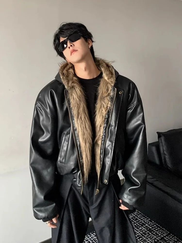 

Американская ретро-куртка с капюшоном и мехом, теплая хлопковая куртка свободного кроя, модная зимняя верхняя одежда для пар, повседневная одежда