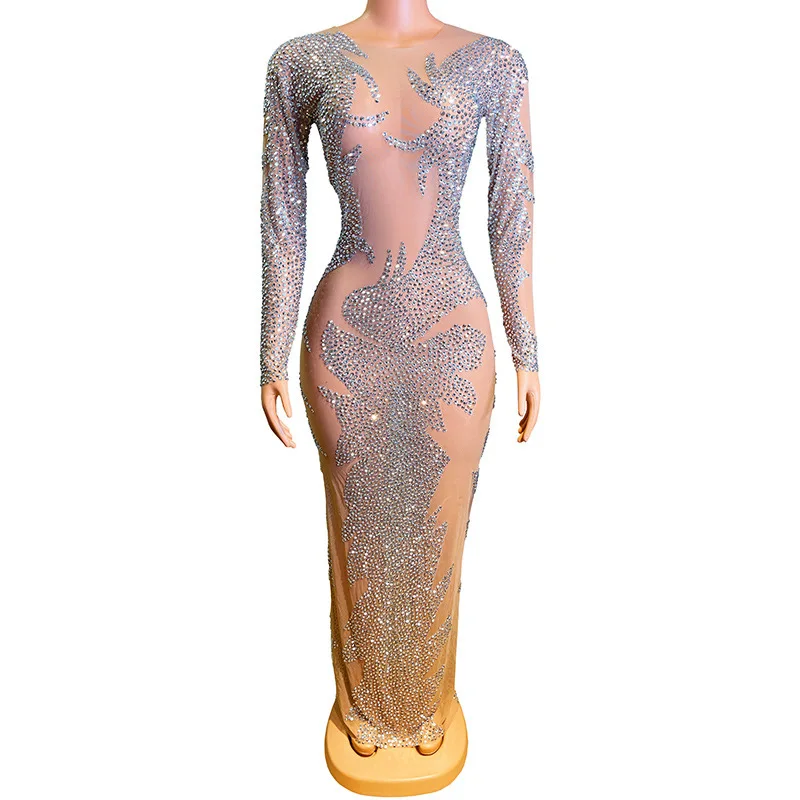 

Diamond Birthday Clothing New Big Crew Neck Dazzling Diamond Party Dress Ball Birthday Party Live Elegant Dress Luxury For Event