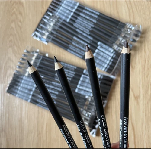 Imagen 2 del producto Gran oferta, maquillaje profesional a la moda, delineador de ojos negro y marrón, lápiz de cejas resistente al agua y duradero, delineador de ojos con herramienta sacapuntas