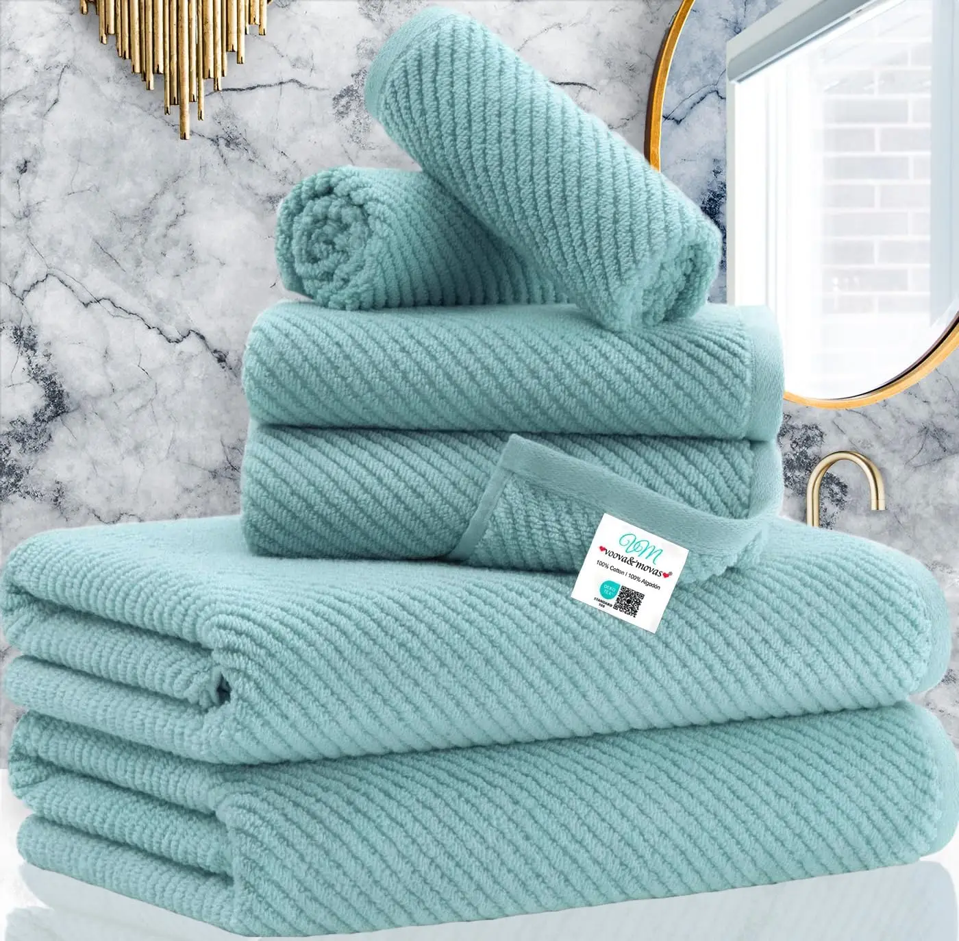 Towels for Bathroom - 100% Cotton | Lightweight | Thick | Soft, Quick Dry Towels, Bath Towels Set of 6 Large, 2 Bath 30