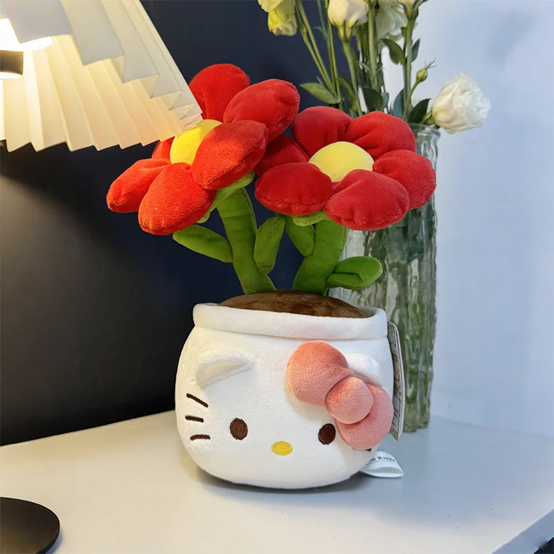 

Sanrio Hello Kitty Potted Doll Creative Birthday Gift Sanrio Small Flower Plush Toy Bedroom Decoration