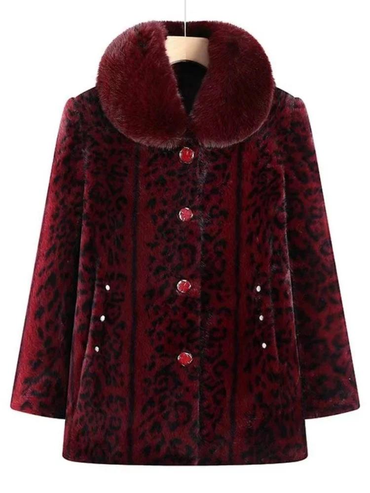 

Thiened Luxury Mink Velvet Coat for Middle-Aged And ly Mothers Warm Winter Jaet andma Sle Casual Faionable Coat
