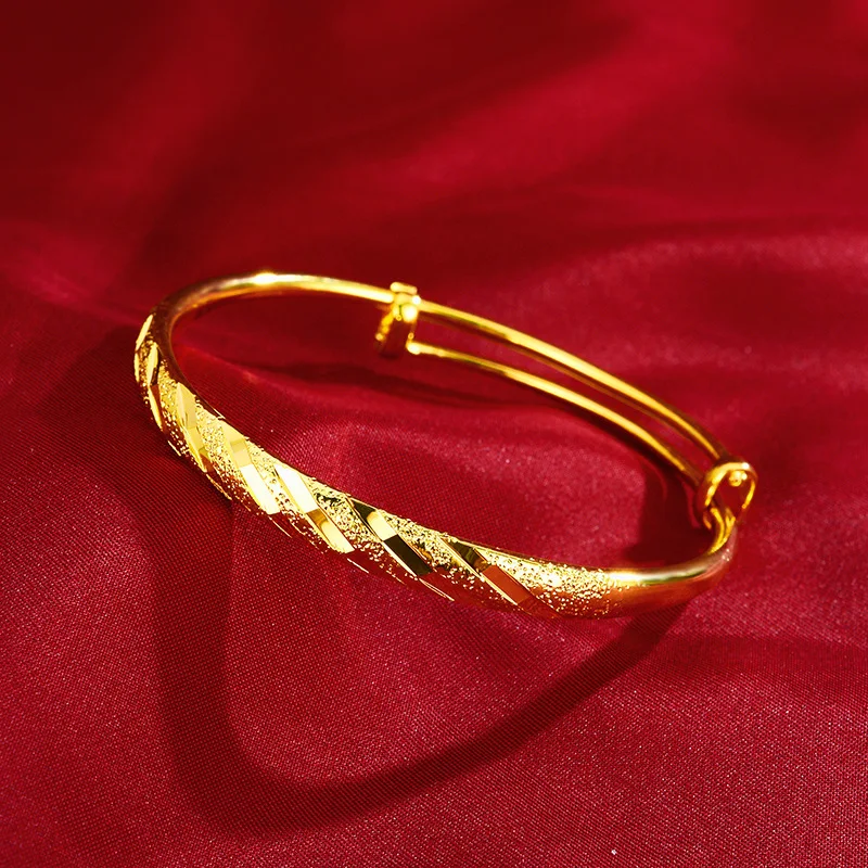 AU999 Gold Bracelet for Women Ancient Dragon and Phoenix Wedding Jewelry 24k Pure Gold Push-Pull Bracelet Open Hand Jewelry for