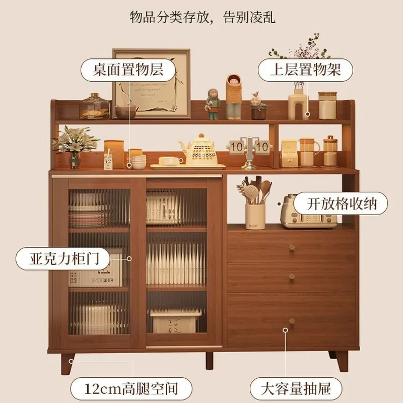 Large Capacity Wall Mounted Dining Side Cabinet for Living Room Kitchen Storage Tea Cabinet Buffet Server with Shelves and