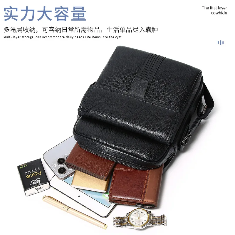 حقيبة ساعي أصلية حقائب جلدية للرجال مربعة متعددة الوظائف كتف راقية كاجوال للرجال ماركة كروس فاخرة