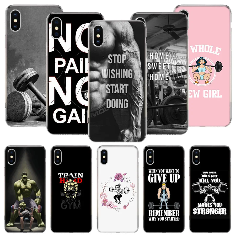 Bodybuilding Gym Fitness Phone Case For iPhone 16 15 Plus 11 14 Pro Max 13 12 Mini XS X 7 8 + SE Pattern Customized Couqe Cover 