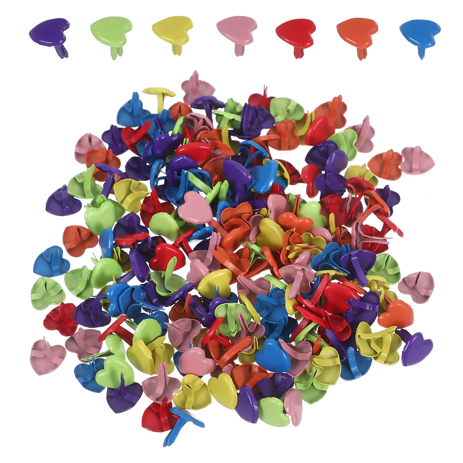 

200Pcs Heart Shaped Brads Colorful Mini Brads for DIY Craft Scrapbooking Paper Fasteners Kids Art Projects Decorative Craft