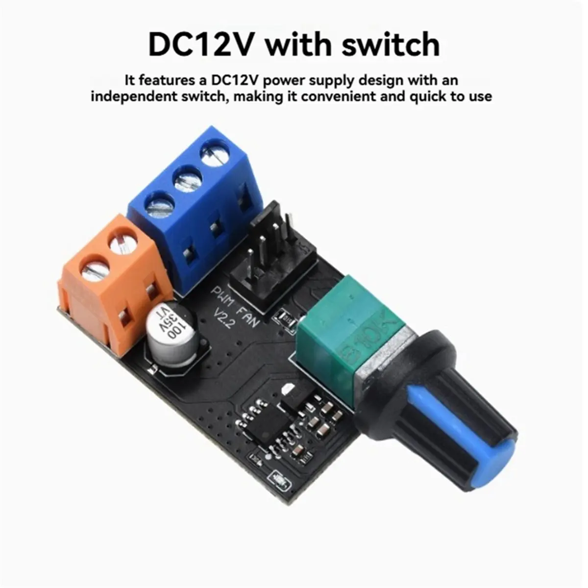 A72Z PWM Server Fan Speed Controller 3-Wire 4-Wire Motor Stepless Fan Governor DC 12V Motor Speed Control Switch Drive Module