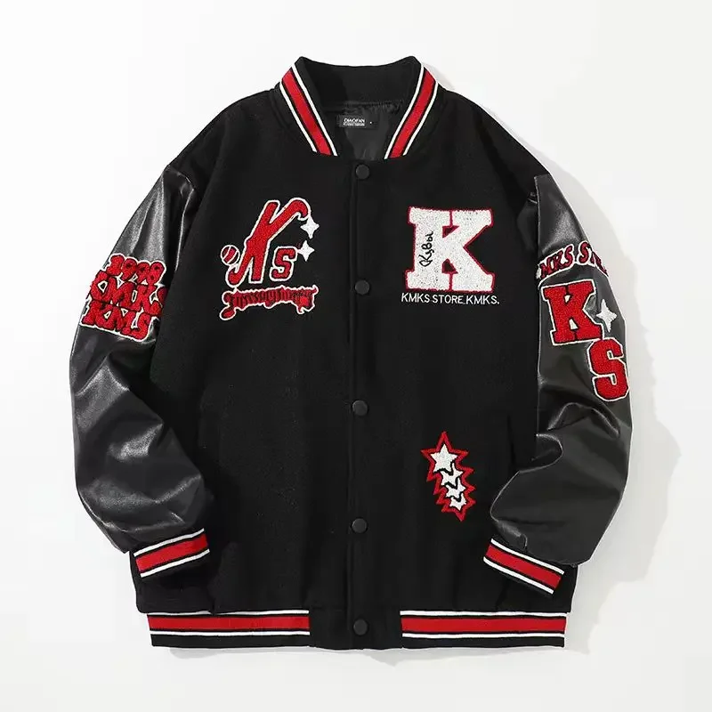 

American Letter Embroidered Jackets And Coats Men Y2K New Harajuku Hip Hop Baseball Uniform Unisex Casual Loose Jackets Tops Men