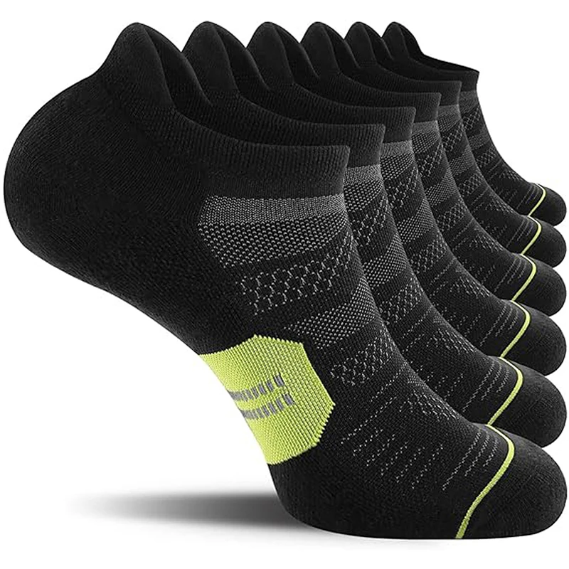 Chaussettes de course décontractées pour hommes, chaussettes de rinçage, chaussettes de fitness athlétiques, chaussettes à languette athlétiques respirantes, coupe basse, 5 paires