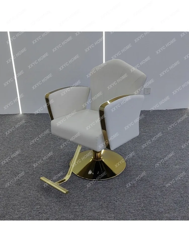 Golden Hairdressing Chair Barber Shop for Hair Salon Can Put down Barber Chair Hot Dyeing Hair Cutting Seat