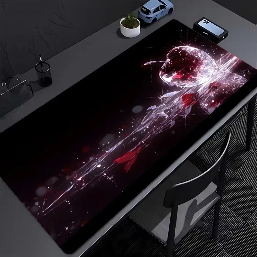 XXL Mousepad Broken Glass Apple Rose Deskmat Non‑Slip Rubber Gaming Mouse Mats Overlocked Keyboard Gamer Computer Accessories
