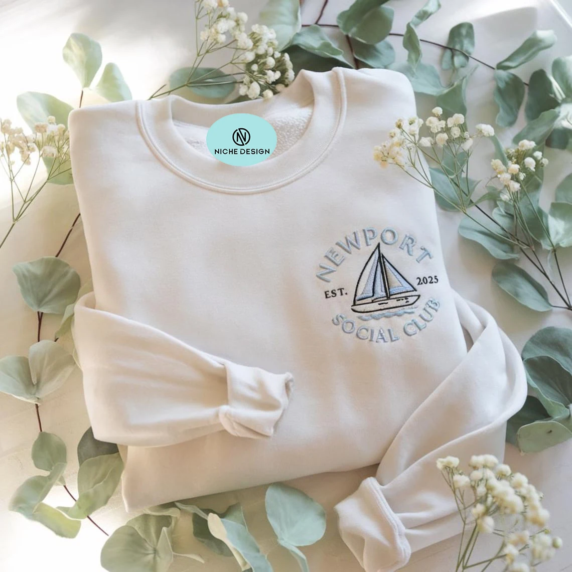 

Embroidered Custom Bachelorette Sweatshirt Newport Social Club Casual Crew neck Fashionable 100% Cotton Hoodie Comfortable
