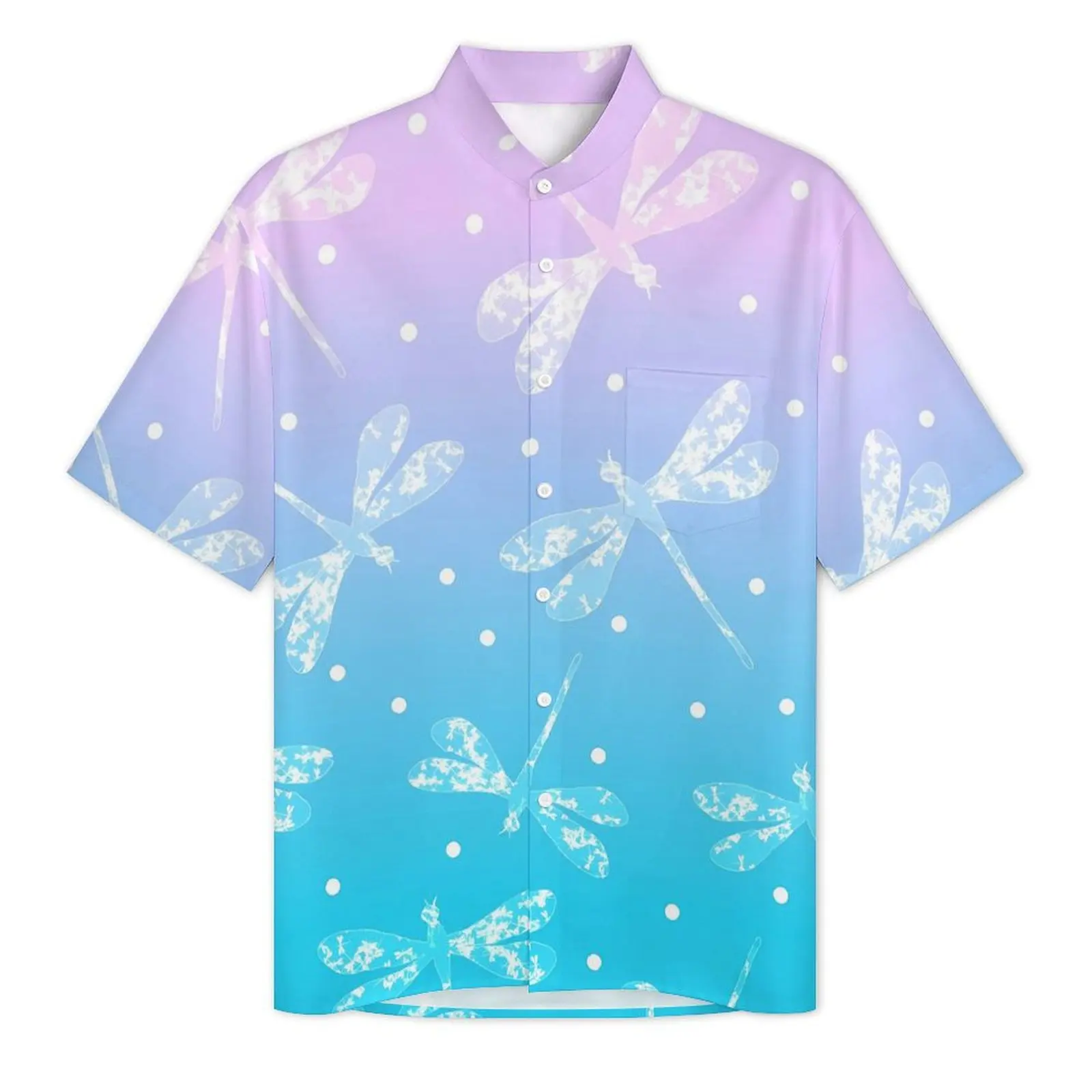 Ombre Dragonfly Casual Shirt Abstract Design Vintage Hawaiian Shirts Man Short-Sleeved Beach Y2K Street Graphic Oversize Blouses