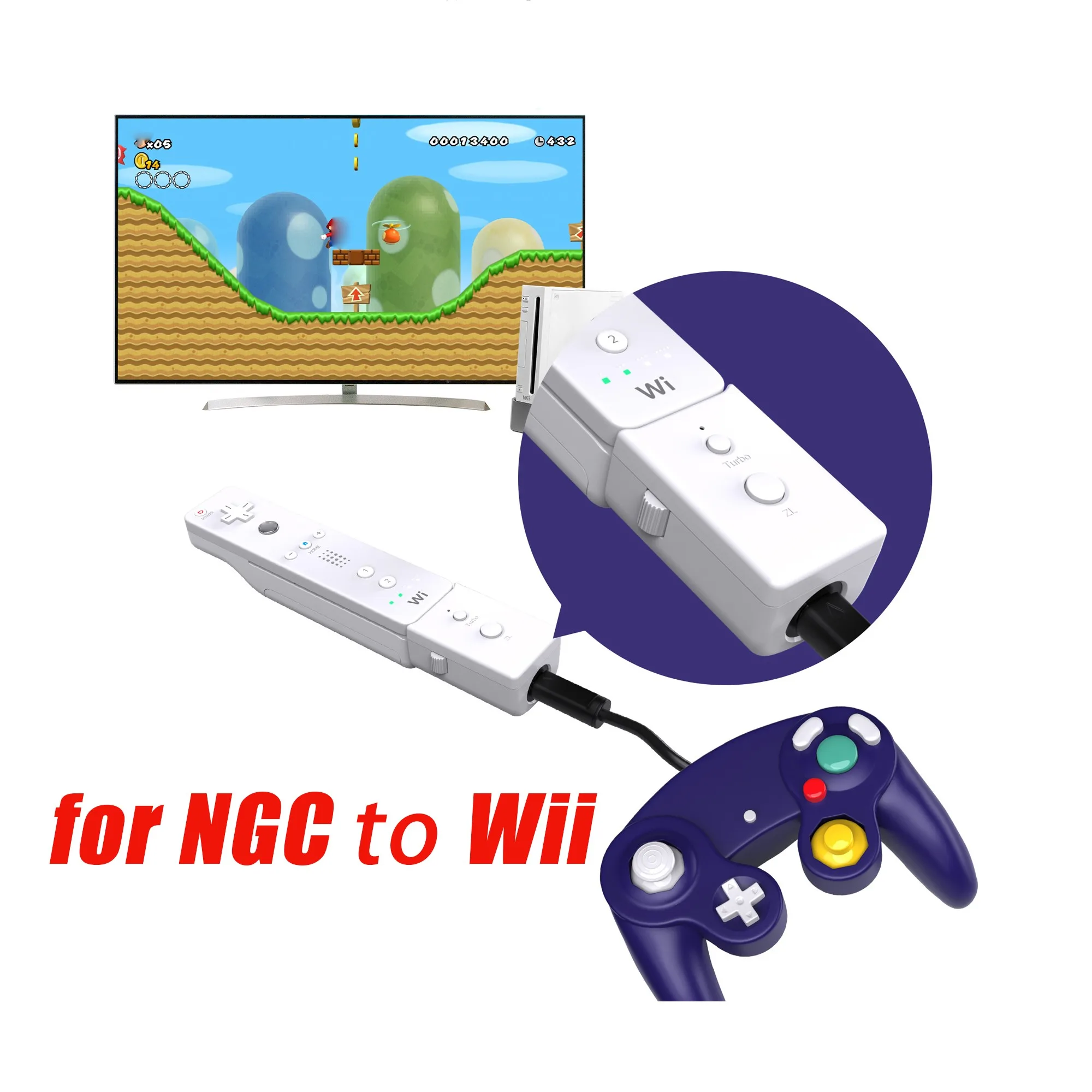 

1 Set Converter Adapter for Gamecube NGC to Wii controller adapter Game Handle Replacements Accessory