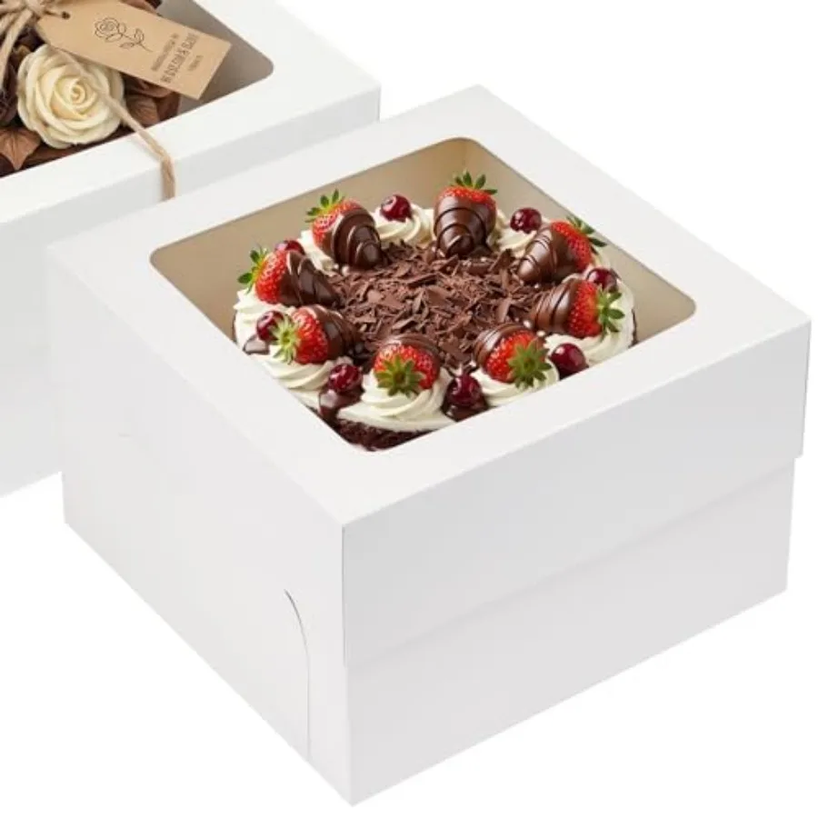 

30 шт. коробок для тортов 12x12x6 дюймов, квадратные кондитерские коробки с окном, Cajas Pasteles для Дня святого Валентина, Дня матери, выпечки, шоколада