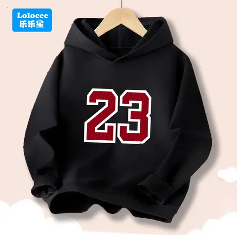 Yeni Numara 23 Baskı Pamuk Kazak Hoodie Erkek Çocuklar Için Uzun Kollu Sokak Stili Harajuku Üst Çocuklar Kapşonlu Kazak SZ23