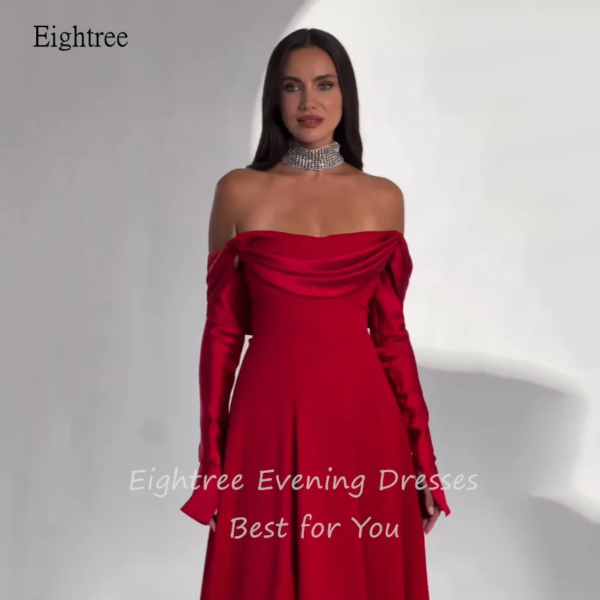 Eightree Classic Red A-line Prom Gowns Off The Shoulder Formal Party Gown Floor Length Evening Dress فساتين سهرة Customized