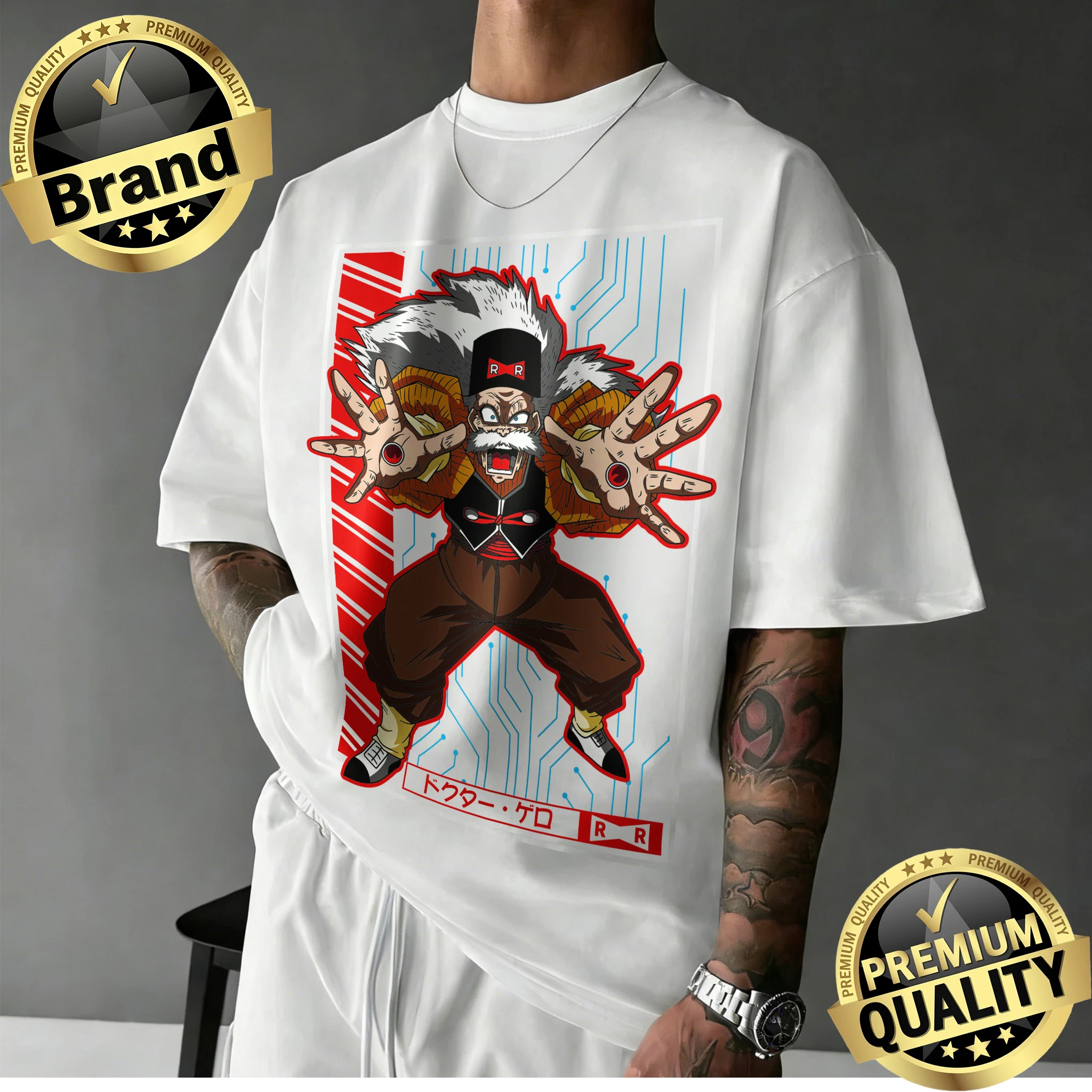 

Новинка лета 2026: Футболка оверсайз в стиле ретро с принтом Dragon Ball | Повседневная свободная футболка из 100% хлопка с ретро-графическим принтом Dr. Gero