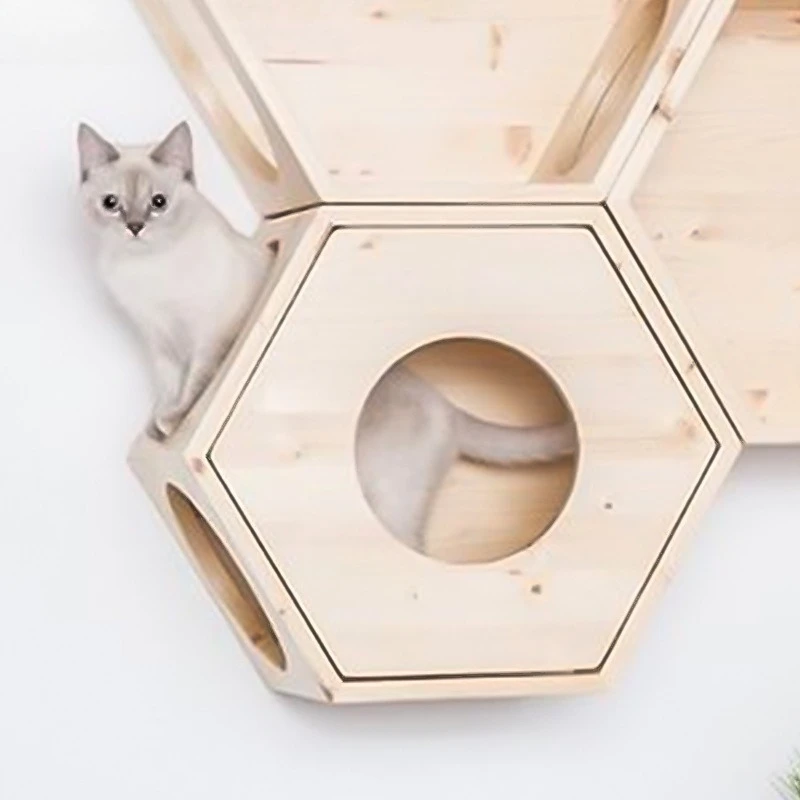 Cat climbing frame cat nest integrated wall closed honeycomb cat nest small apartment wall mounted