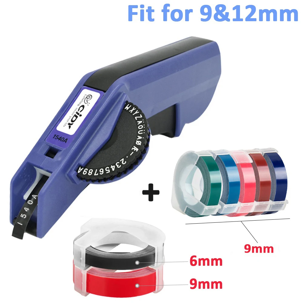 CIDY 1540 Embossing Label Maker Typewriter for 9/12mm 3D Embossing Tapes for Dymo 1610 Motex E101 Machine Manual Label Printer